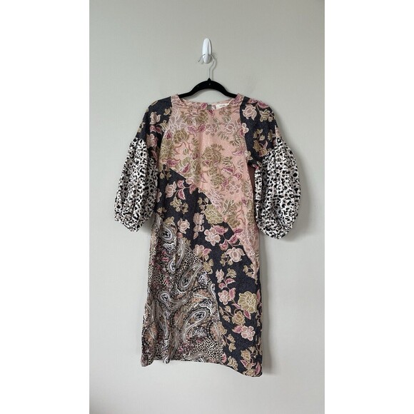 Anthropologie Kachel Dress Midi Evangeline Floral Cotton Puff Sleeve Sz 4 New - Picture 2 of 11